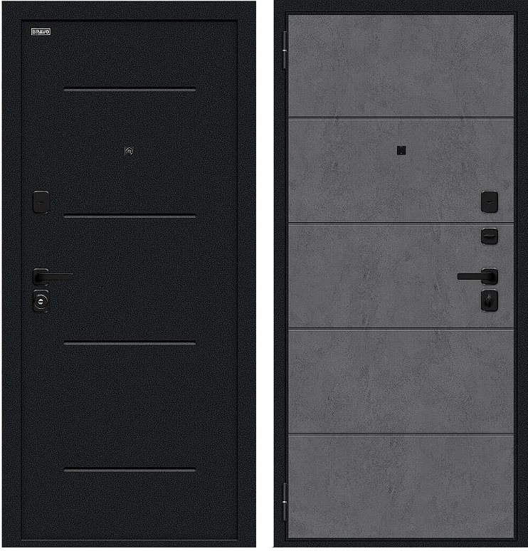 Фото Дверь Браво Граффити-1 Инсайд/SBlack Букле черное/Slate Art DIS007409